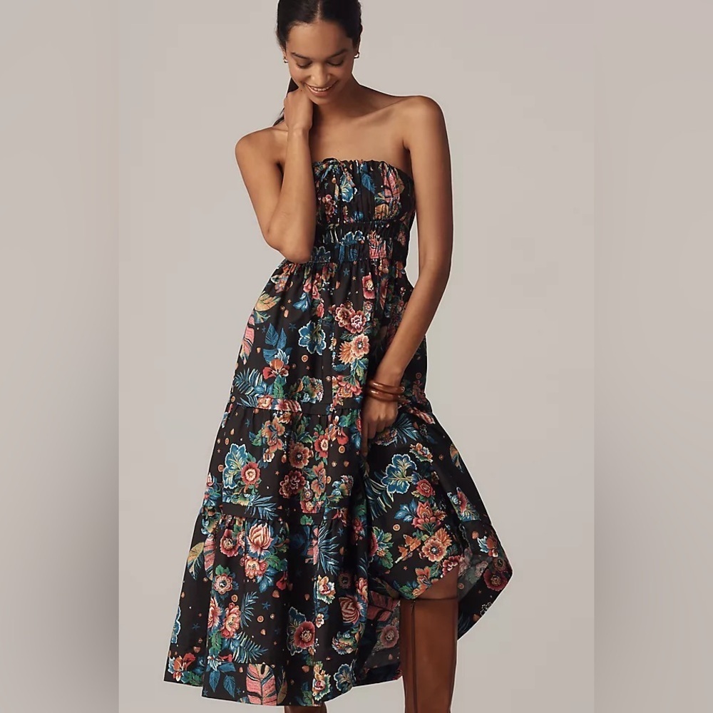 Anthropologie The Somerset Strapless Floral Maxi Dress NWT